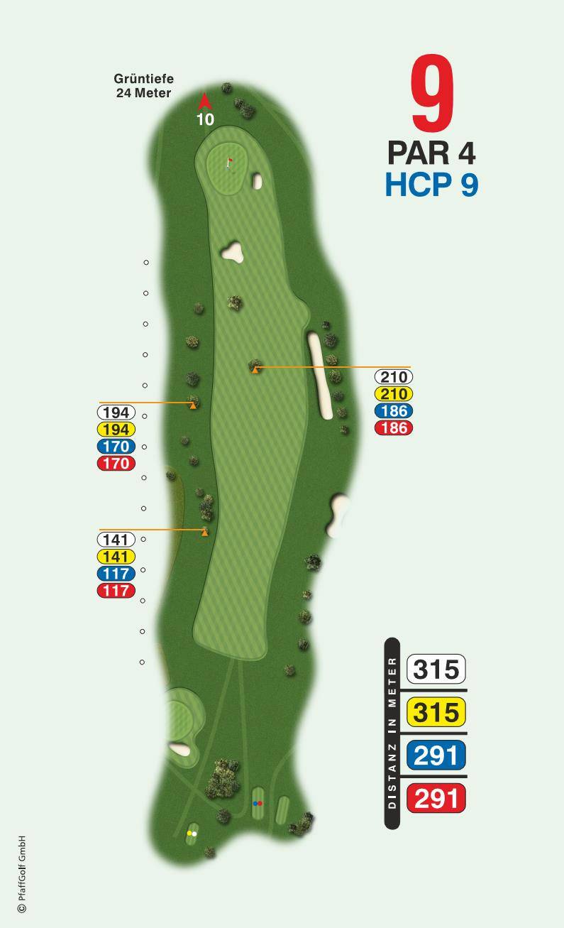 Bahn 9 des Golfclub Westheim — Par 4